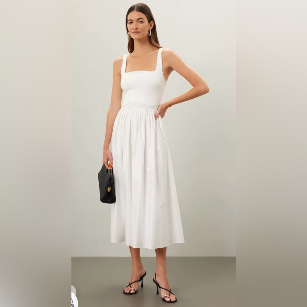 Rue Sophie Eli white dress- Rent the Runway- with flaw